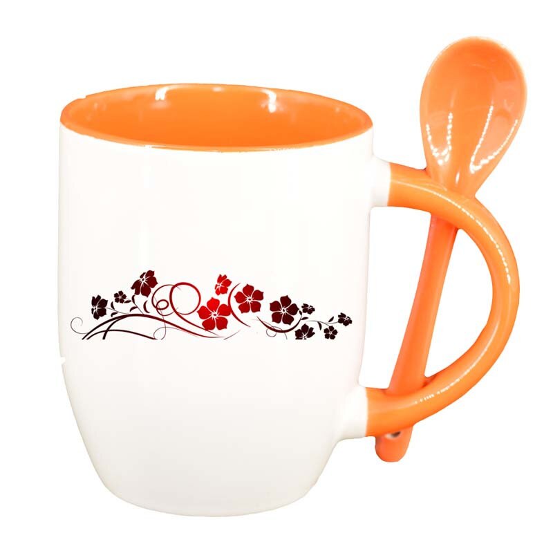 Cana Flower cu lingurita, interior portocaliu, 330ml, D21