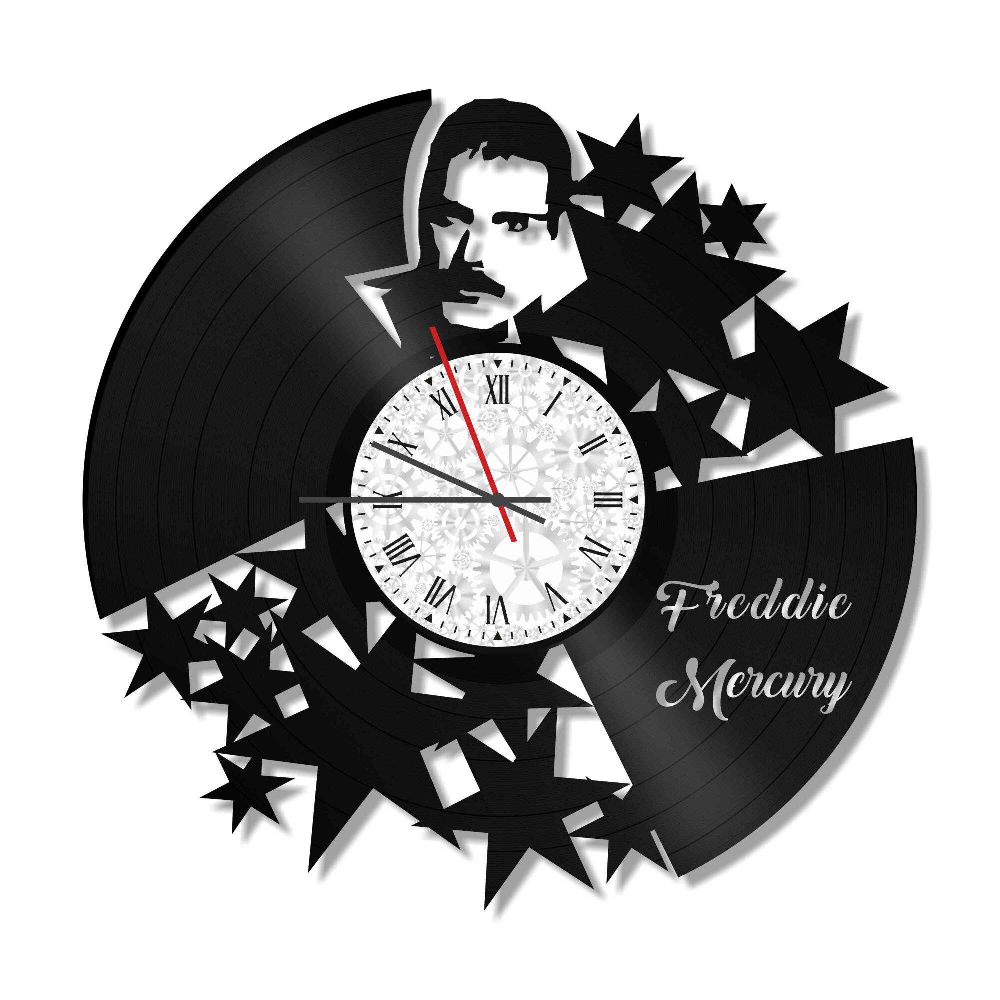 Ceas de perete Vintage din vinil Revival Vinyl Wall Clock Freddie Mercury