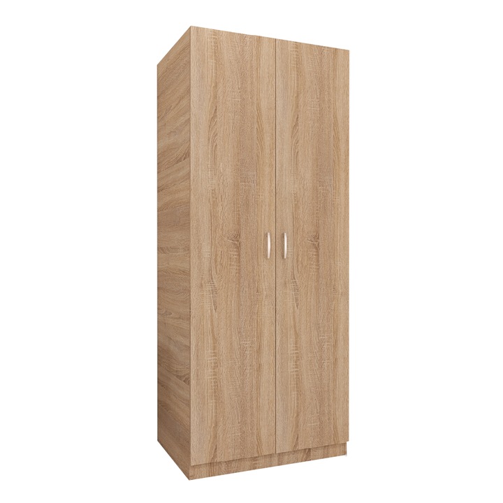 Dulap Sonoma cu 2 Usi, 2 Rafturi Depozitare si Bara de Haine 200x80x50 cm, din Pal de 18 mm