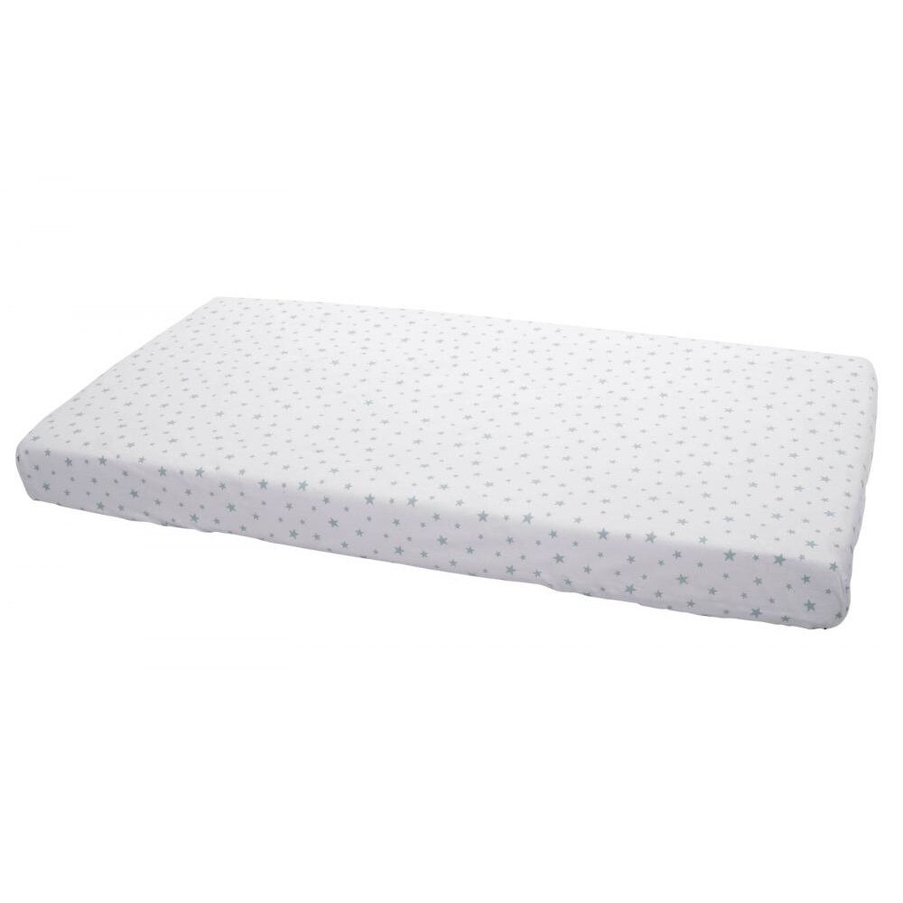 Cearceaf din bumbac cu elastic Stars Light Turquoise 120x60 cm