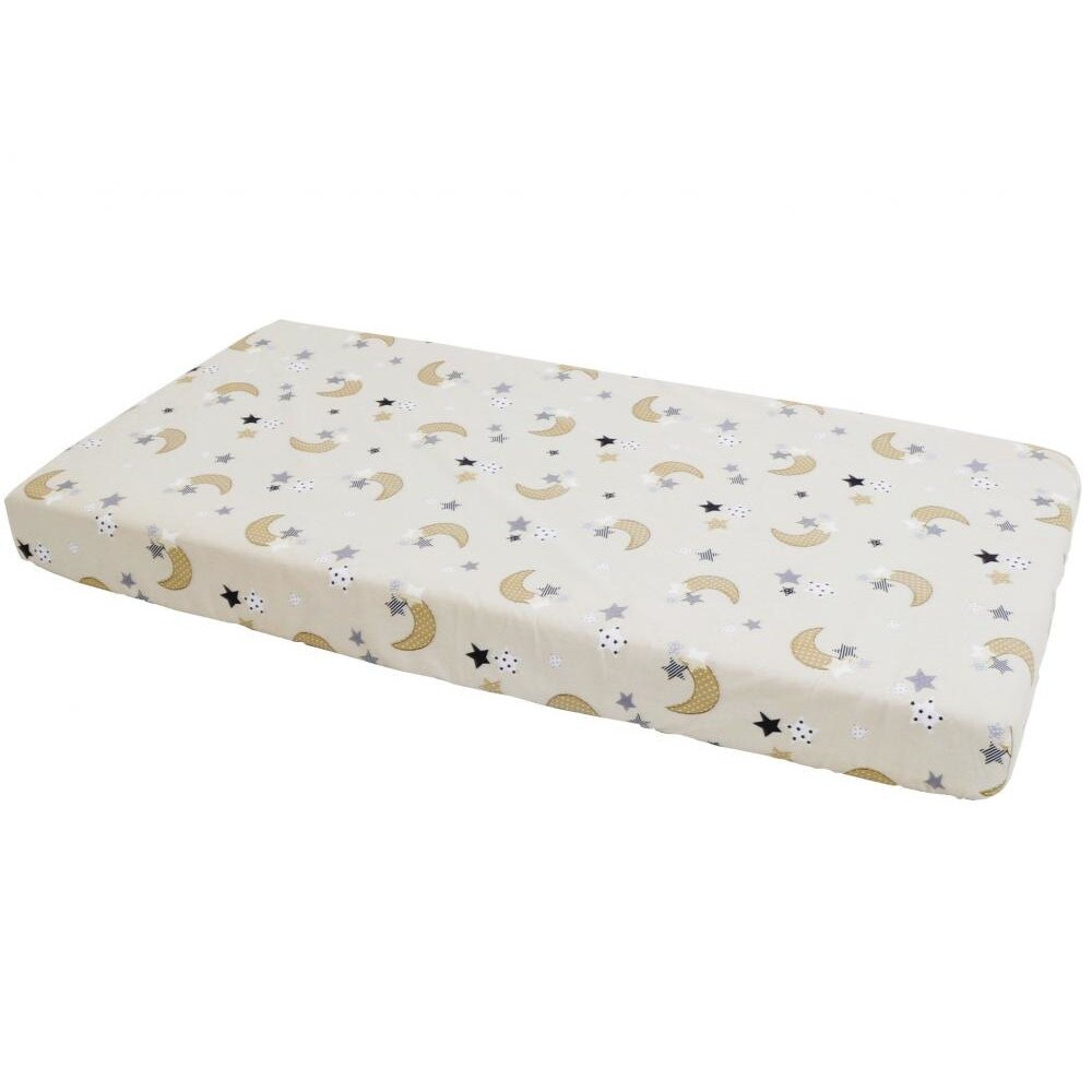 Cearceaf din bumbac cu elastic Cream Moon Dark 120x60 cm