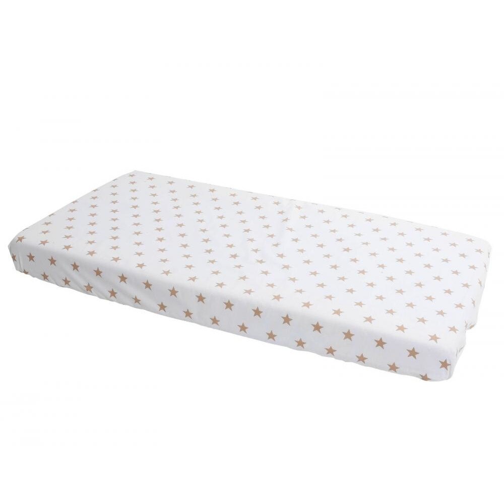 Cearceaf din bumbac cu elastic Stars Cream 120x60 cm