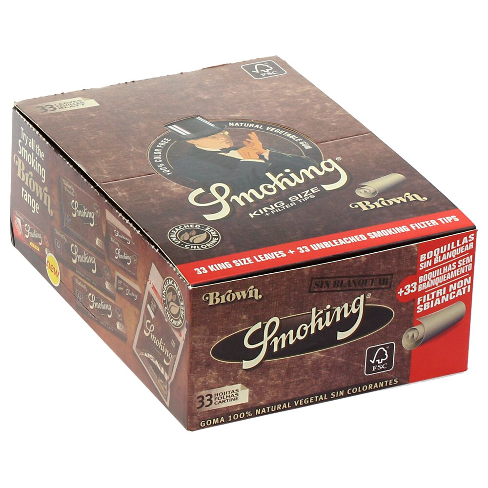 Foite Rulat Smoking King Size Brown + Filter, 24 bucati