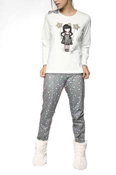 Pijama dama Gorjuss BBC - My own Universe, Alb/Gri Pijama dama Gorjuss BBC - My own Universe, Alb/Gri