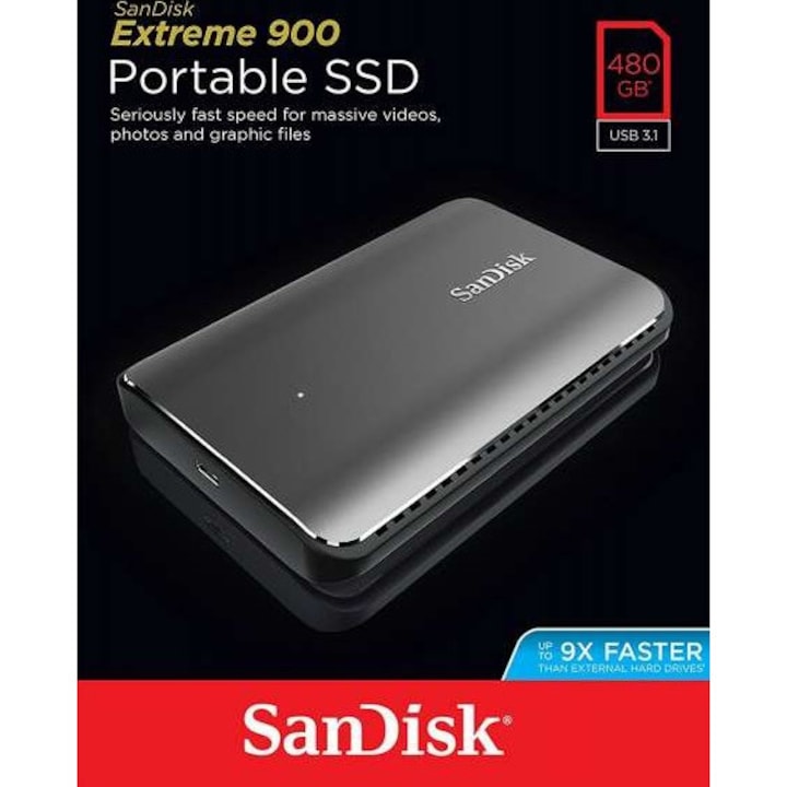 SSD extern SanDisk Prtabil Extreme 900, 480GB, USB Negru