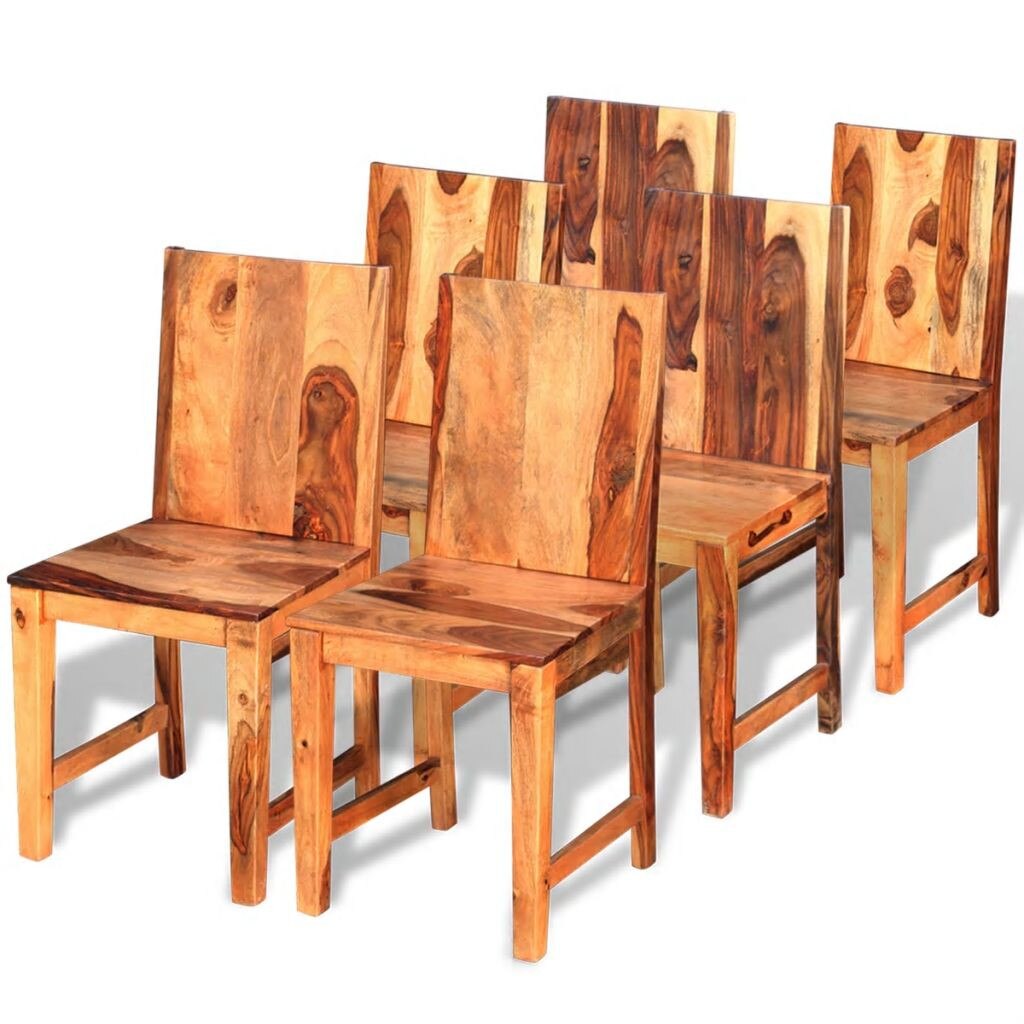 Set de 6 scaune de bucatarie din lemn masiv de palisandru, vidaXL, Maro