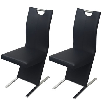 Set de 2 scaune de bucatarie, vidaXL, Cadru de otel si tapiterie din piele artificiala, Negru, 40.5 x 61 x 99 cm