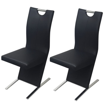 Set de 2 scaune de bucatarie, vidaXL, Cadru de otel si tapiterie din piele artificiala, Negru, 40.5 x 61 x 99 cm Set de 2 scaune de bucatarie, vidaXL, Cadru de otel si tapiterie din piele artificiala, Negru, 40.5 x 61 x 99 cm