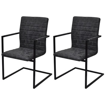 Set de 2 scaune de bucatarie cu consola, vidaXL, Piele artificiala, Negru, 53 x 61 x 88.2 cm Set de 2 scaune de bucatarie cu consola, vidaXL, Piele artificiala, Negru, 53 x 61 x 88.2 cm