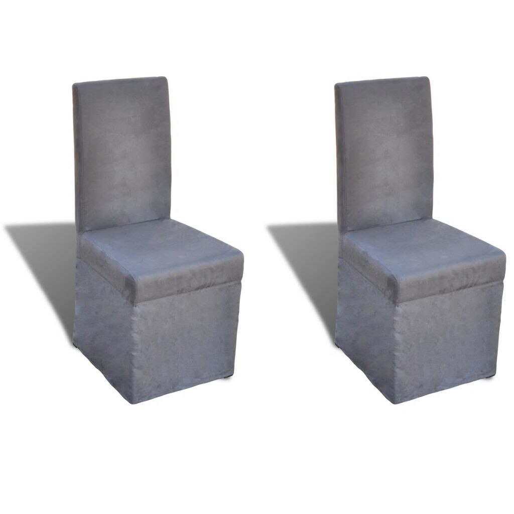 Set de 2 scaune de bucatarie, vidaXL, Tesatura, Gri, 43.5 x 41 x 95.5 cm