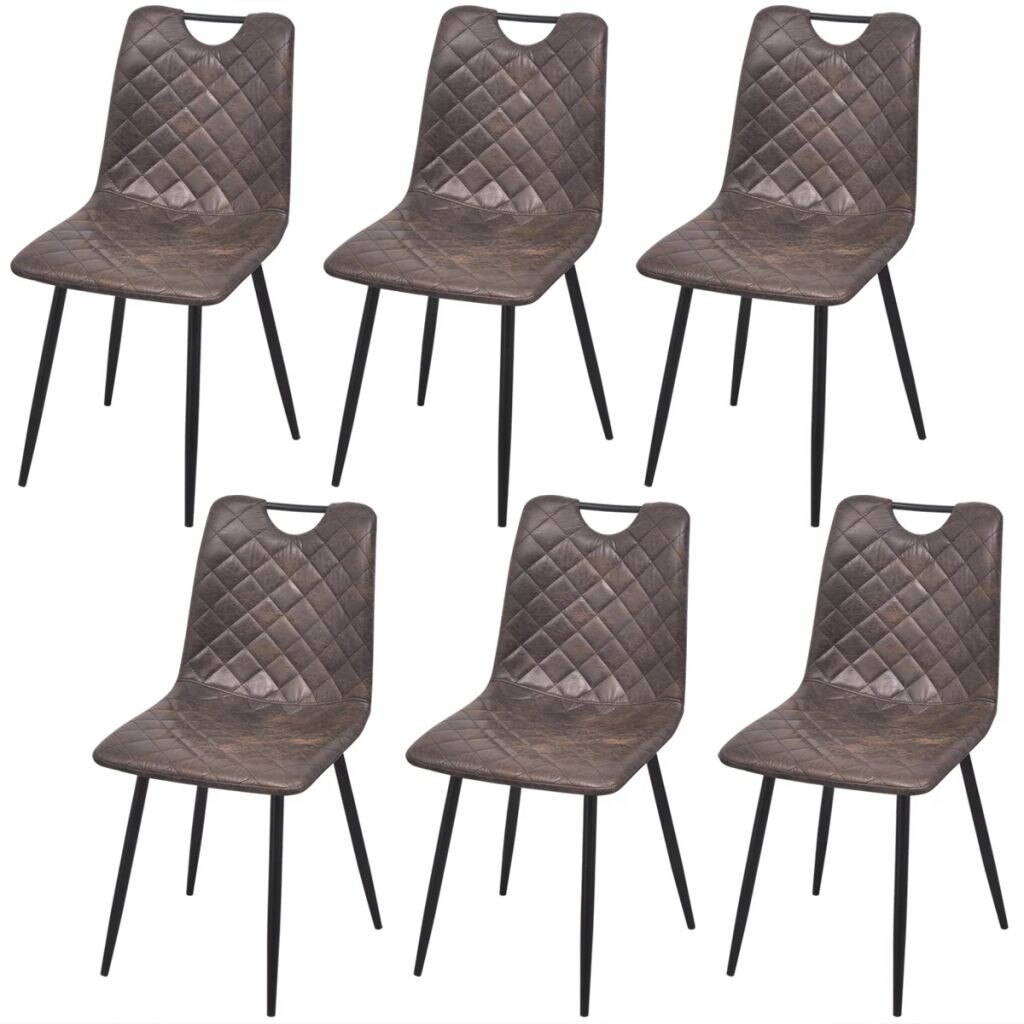 Set de 6 scaune de bucatarie din piele artificala, vidaXL, Maro