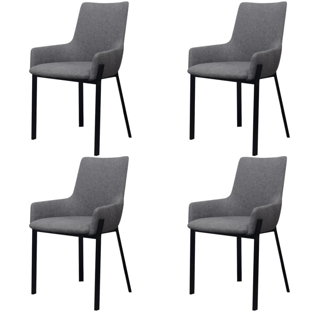 Set de 4 scaune de bucatarie cu design modern, tip fotoliu, vidaXL, tapiterie textila, Gri