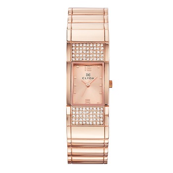Ceas dama Clyda, curea metalica rose gold, cadran rose gold decorat cu cristale, CLD0492GSPX Ceas dama Clyda, curea metalica rose gold, cadran rose gold decorat cu cristale, CLD0492GSPX