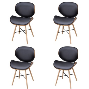 Set de 4 scaune de bucatarie, cadru lemn curbat, vidaXL, Piele artificiala, Negru, 50 x 50 x 81 cm Set de 4 scaune de bucatarie, cadru lemn curbat, vidaXL, Piele artificiala, Negru, 50 x 50 x 81 cm