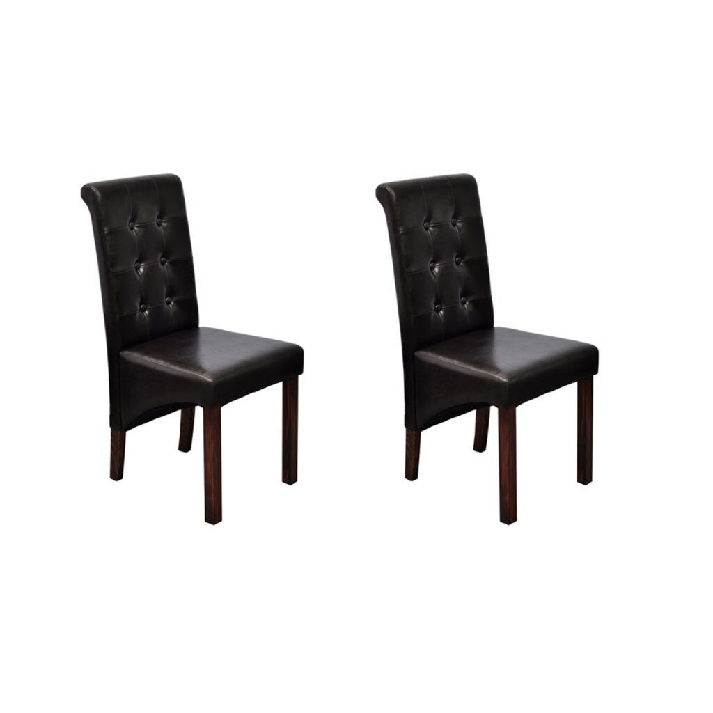 Set de 2 scaune cu margini rotunjite pentru bucatarie, vidaXL, Piele artificiala, Maro
