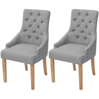 Set de 2 scaune de bucatarie, vidaXL, structura de lemn de stejar, Gri Set de 2 scaune de bucatarie, vidaXL, structura de lemn de stejar, Gri
