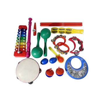 Set jucarii didactice de percutie din plastic - 13 elemente Set jucarii didactice de percutie din plastic - 13 elemente