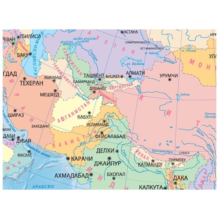 Стенна политическа карта на Азия (1:10 000 000)