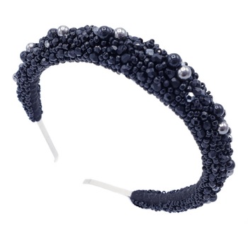 Coronita pentru par cu perle Swarovski, neagra, Zia Fashion Coronita pentru par cu perle Swarovski, neagra, Zia Fashion