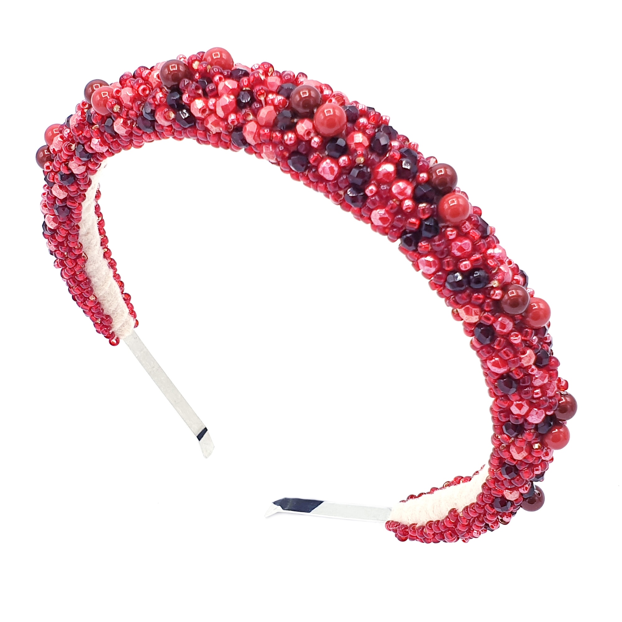 Coronita pentru par cu perle Swarovski, rosie, Zia Fashion