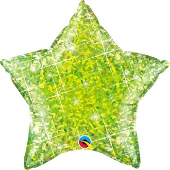 Balon folie metalizat stea jewel lime holografic cu logo - 50 cm, Qualatex 41300 Balon folie metalizat stea jewel lime holografic cu logo - 50 cm, Qualatex 41300