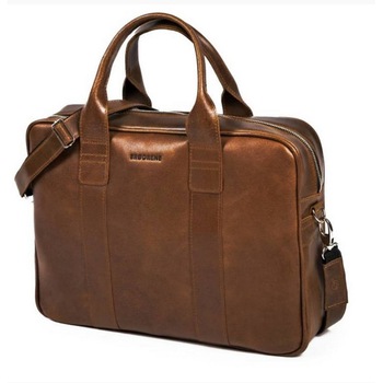 Geanta din piele, Brodrene, Maro, 38 x 29 x 9 cm Geanta din piele, Brodrene, Maro, 38 x 29 x 9 cm