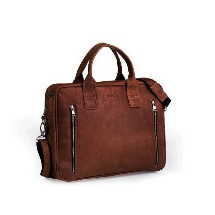 Geanta casual din piele, Brodrene, Maro, 3 8x 29 x 9 cm