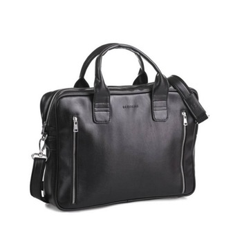 Geanta casual din piele, Brodrene, Negru, 39 x 29 x 9 cm Geanta casual din piele, Brodrene, Negru, 39 x 29 x 9 cm