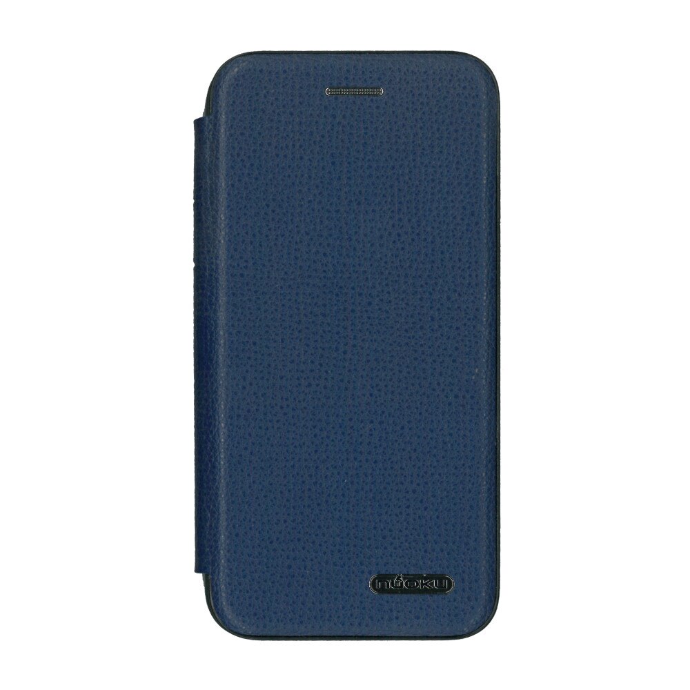 Husa tip carte din piele naturala, Nuoku Royal 2, pentru iPhone 8, albastru
