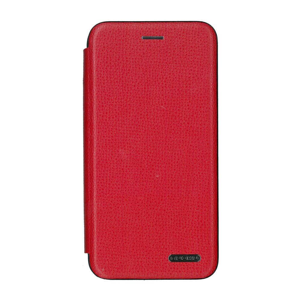 Husa tip carte din piele naturala, Nuoku Royal 2, pentru iPhone 8, rosu