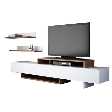 Living Furny Home, 180x42x31.3 cm, pal melaminat, alb/stejar