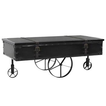 Masuta de cafea, vidaXL, Piele artificiala si Lemn, Negru, 110 x 55 x 43 cm Masuta de cafea, vidaXL, Piele artificiala si Lemn, Negru, 110 x 55 x 43 cm