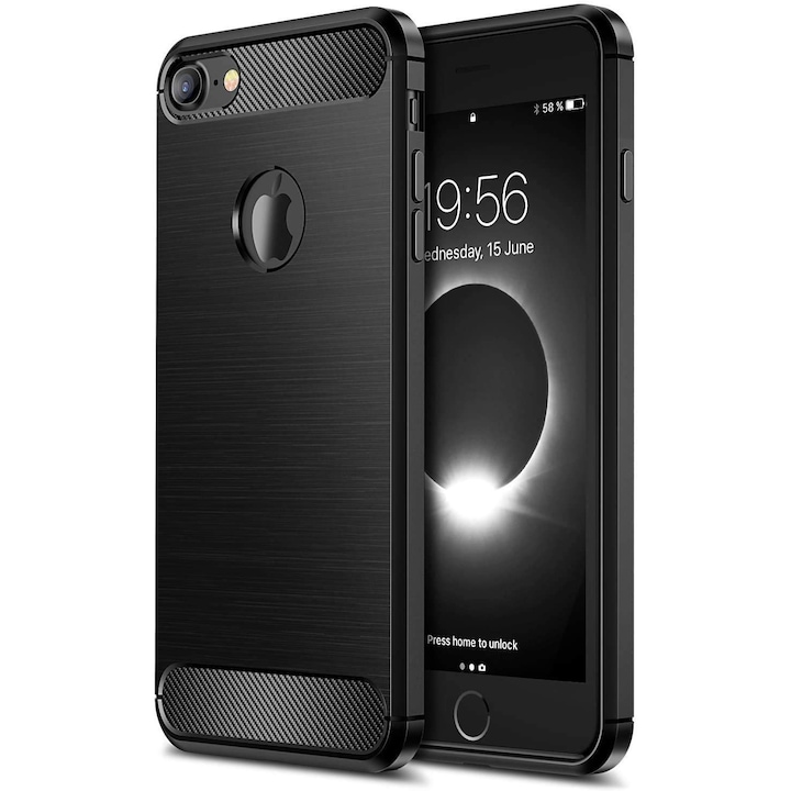 Anti Shock кейс PhoneplusBG, Carbon за IPhone 7/8/SE 2020, Черен