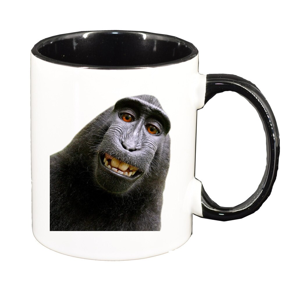 Cana personalizata, Monkey, interior negru, ceramica, 330 ml