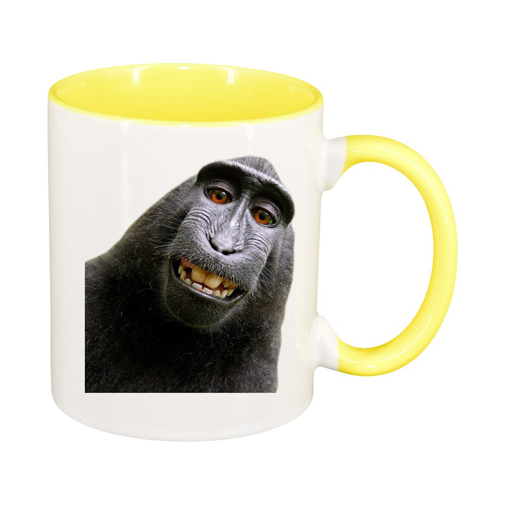 Cana personalizata, Monkey, interior galben, ceramica, 330 ml