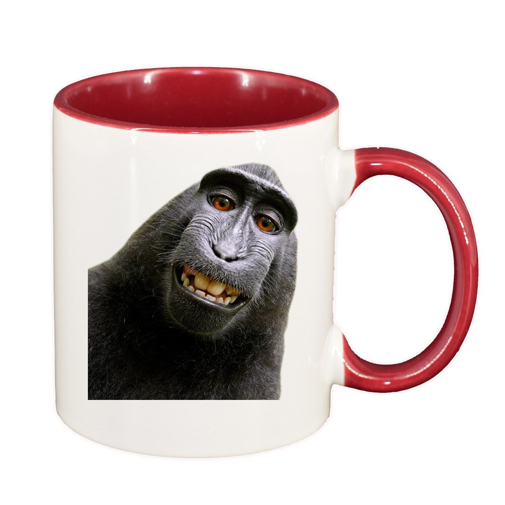 Cana personalizata, Monkey, interior rosu, ceramica, 330 ml