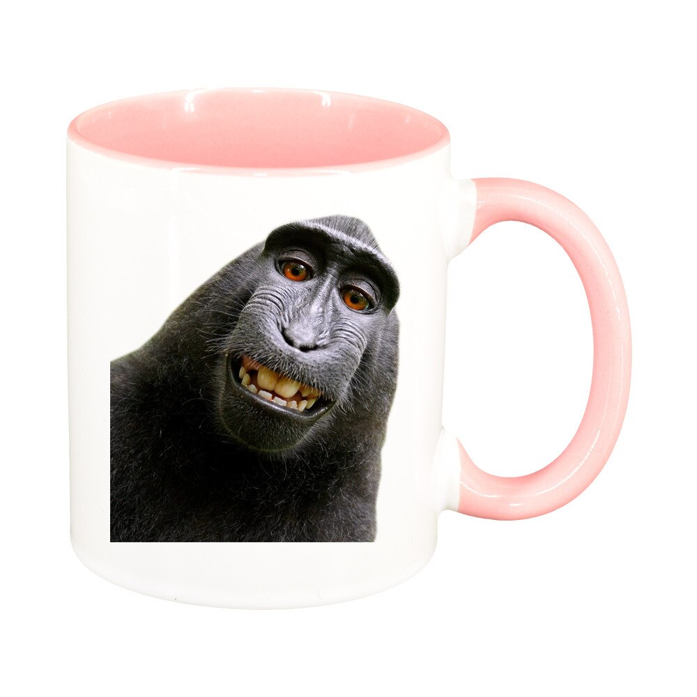 Cana personalizata, Monkey, interior roz, ceramica, 330 ml