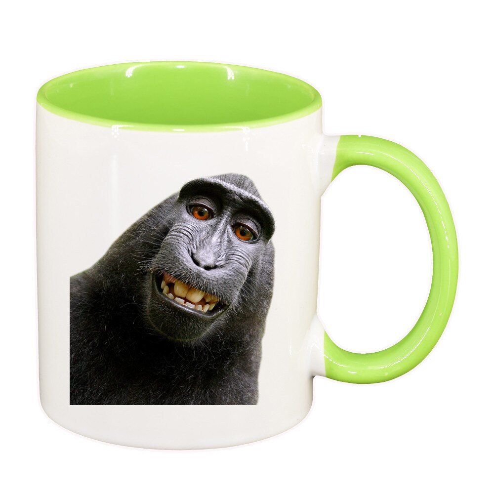 Cana personalizata, Monkey, interior verde, ceramica, 330 ml