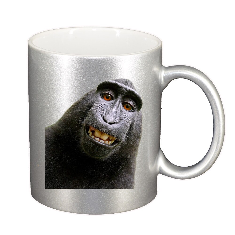 Cana personalizata, Monkey, sidefata argintiu, ceramica, 330 ml