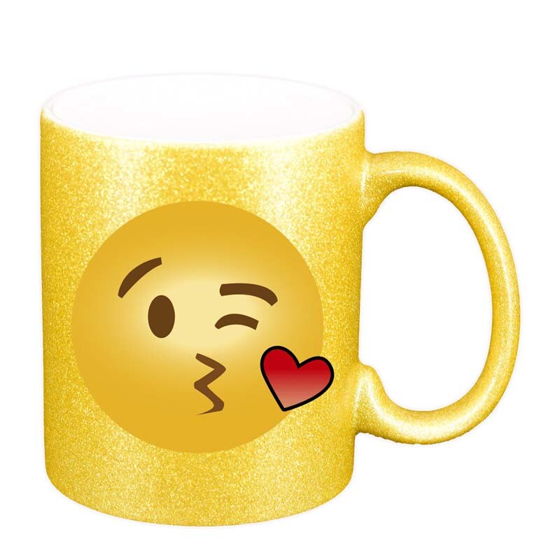 Cana Emoji Kiss, auriu sidefata glitter, 330ml, D27