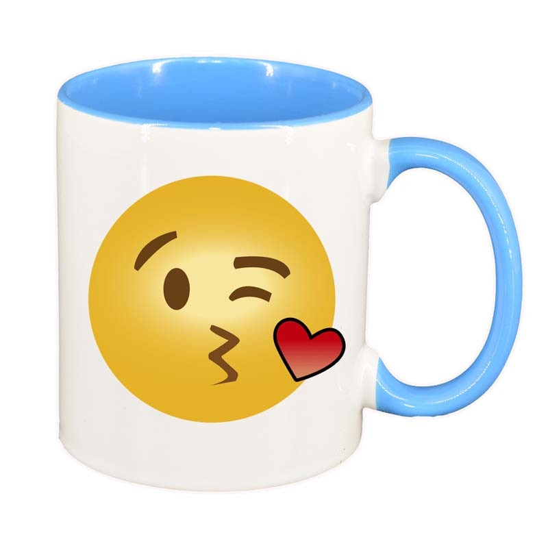 Cana Emoji Kiss, interior albastru, 330ml, D27