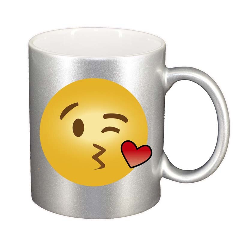 Cana Emoji Kiss, argintiu sidefata, 330ml, D27