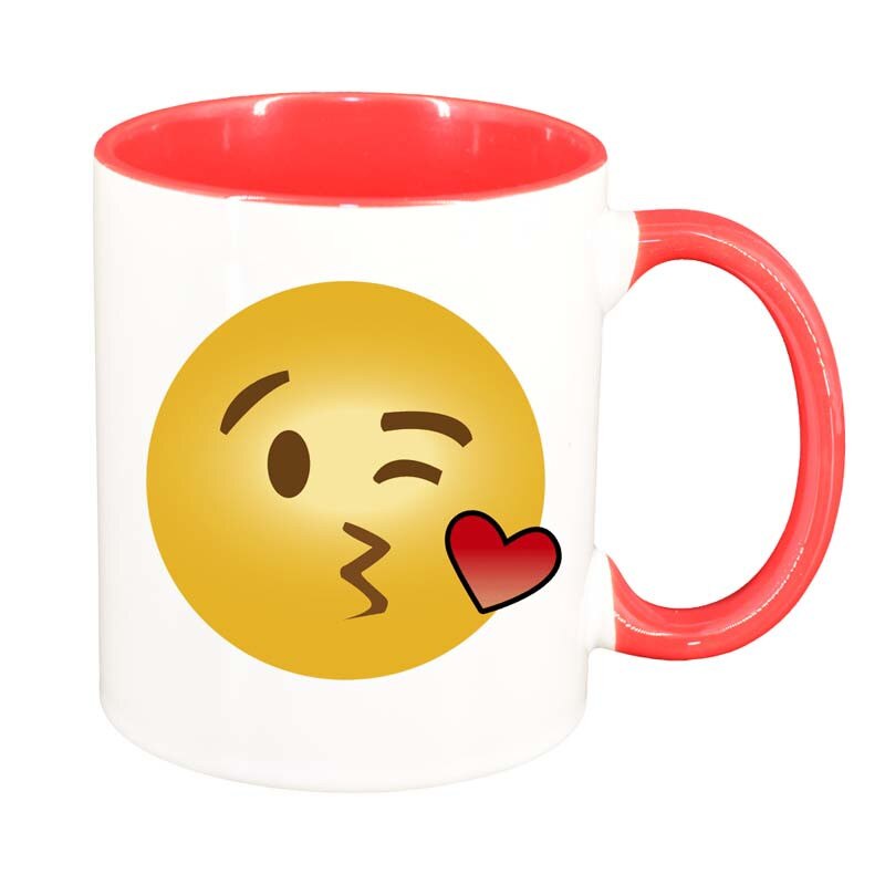 Cana Emoji Kiss, interior rosu, 330ml, D27