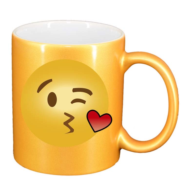 Cana Emoji Kiss, auriu sidefata, 330ml, D27