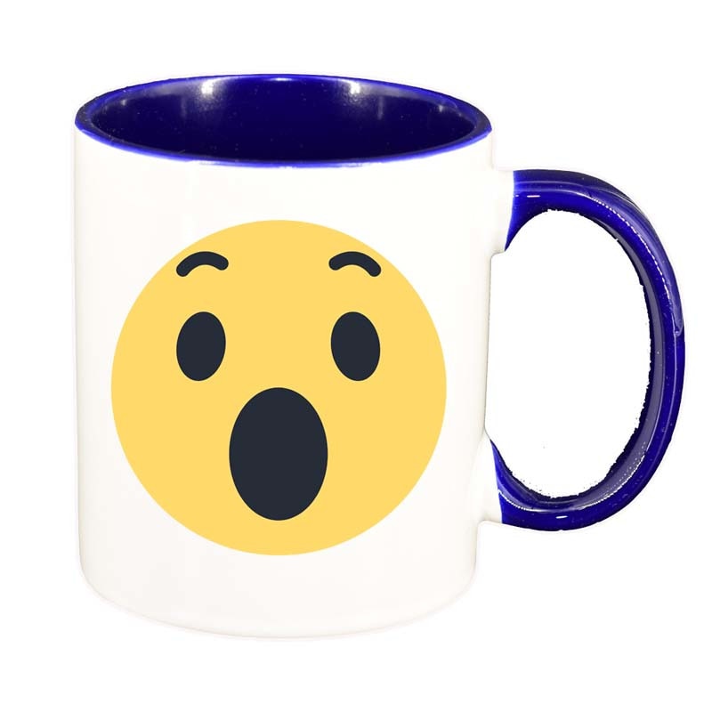 Cana Emoji WOW, interior albastru inchis, 330ml, D28