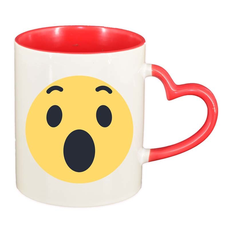 Cana Emoji WOW, interior rosu, maner inima, 330ml, D28