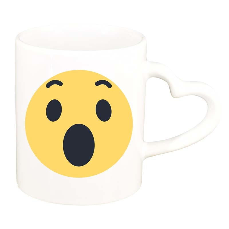 Cana Emoji WOW, alb, maner inima, 330ml, D28