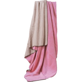 Patura pat dublu bumbac si acryl 200x220cm, Cotton Box, Bej/Roz Patura pat dublu bumbac si acryl 200x220cm, Cotton Box, Bej/Roz