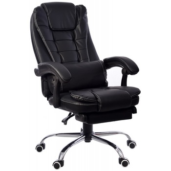 Scaun de birou Brandon-Max Negru cusatura Alba, Piele, Functie  Scaun de birou Brandon-Max Negru cusatura Alba, Piele, Functie