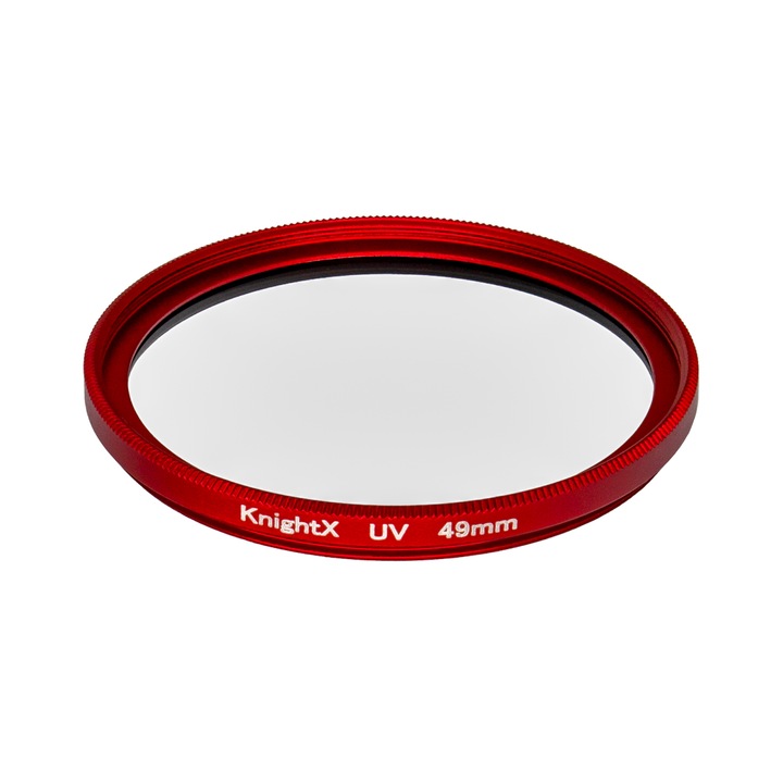 UV филтър KnightX , 49 мм, Оптично стъкло, Червен